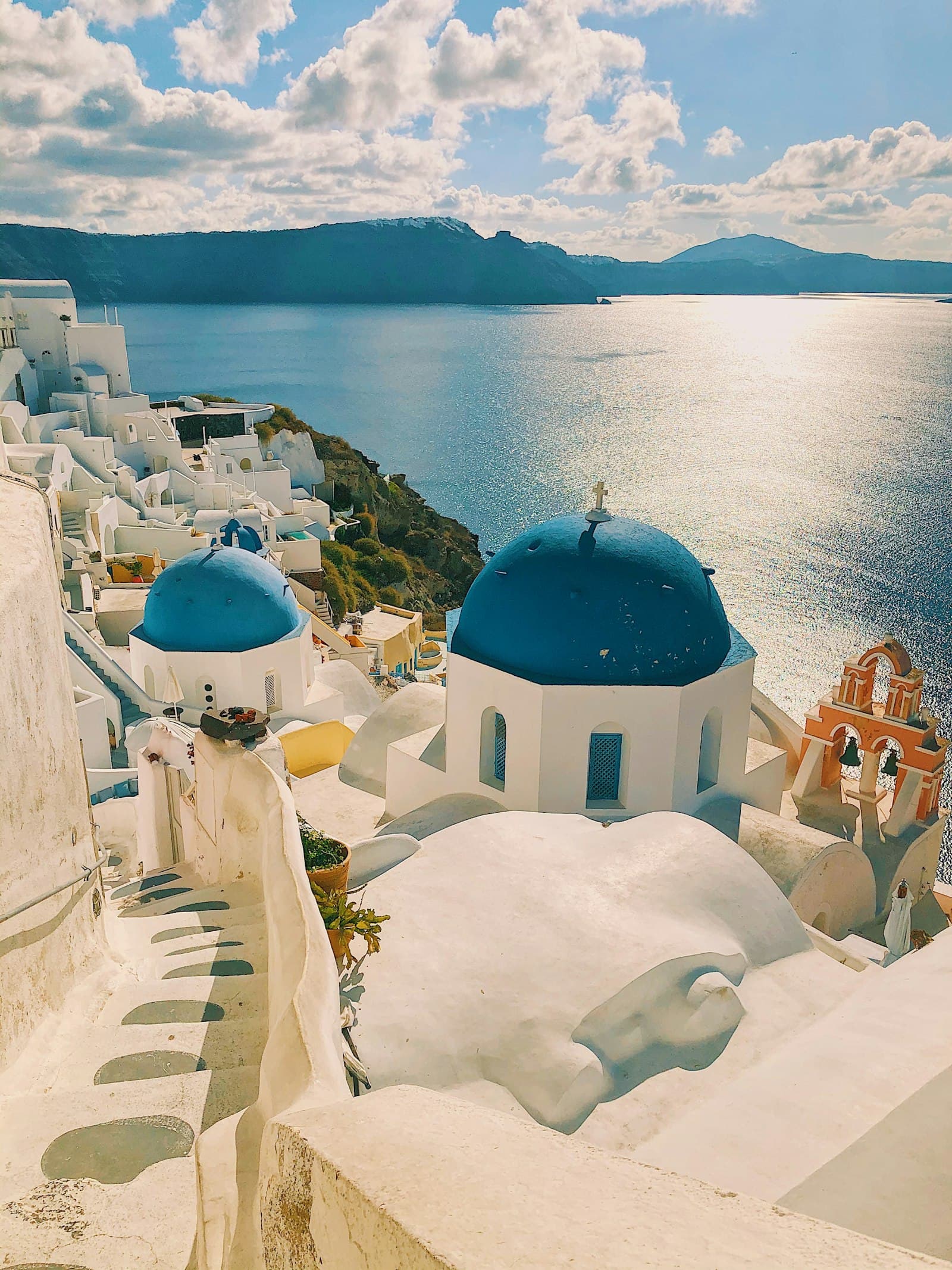 Santorini'de deniz manzarası